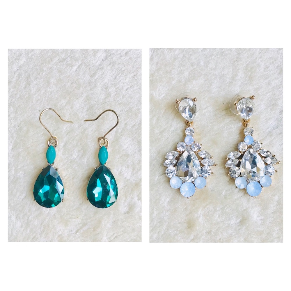 Sparkling Diamond & Crystal Faux Gem Earrings Set